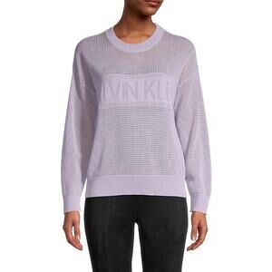 Calvin Klein Women's Open Weave Logo Long Sleeve Sweater Size Small